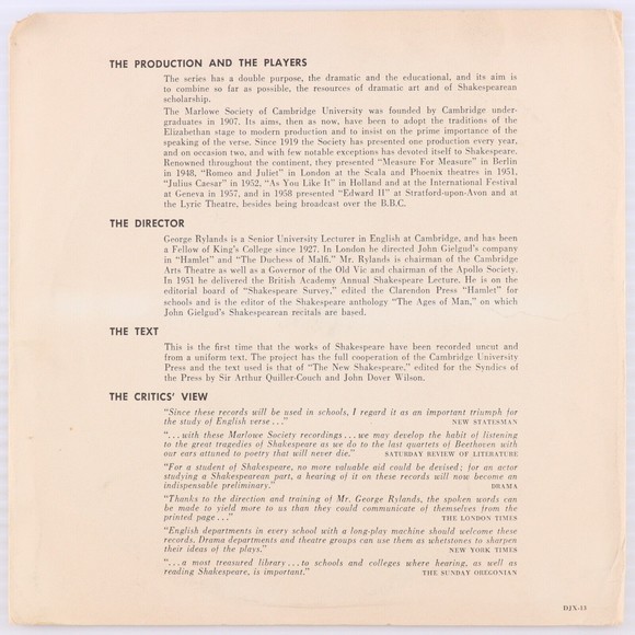 London Library of Shakespeare Recordings Macbeth Hamlet 33 rpm 7" Record DJX-13 - Picture 2 of 16
